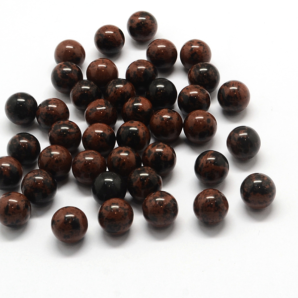 

PandaHall Round Natural Mahogany Obsidian Beads, Gemstone Sphere, No Hole/Undrilled, 9~11mm Mahogany Obsidian Round