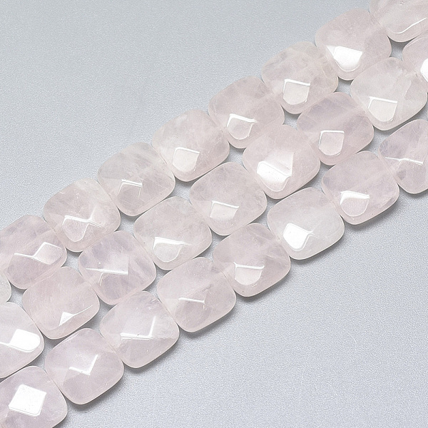 

PandaHall Natural Rose Quartz Beads Strands, Faceted, Square, 12x12x4.5~5mm, Hole: 1mm, about 17pcs/strand, 8.0'' Rose Quartz Square