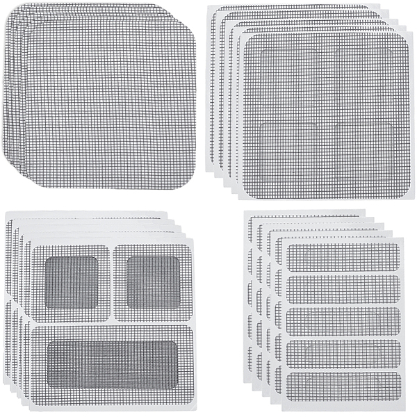 

PandaHall GORGECRAFT 20Pcs 4 Styles Window Screen Repair Patches Self Adhesive Door Mesh Replacement Repair Kit Fiberglass Patch for..., Gray