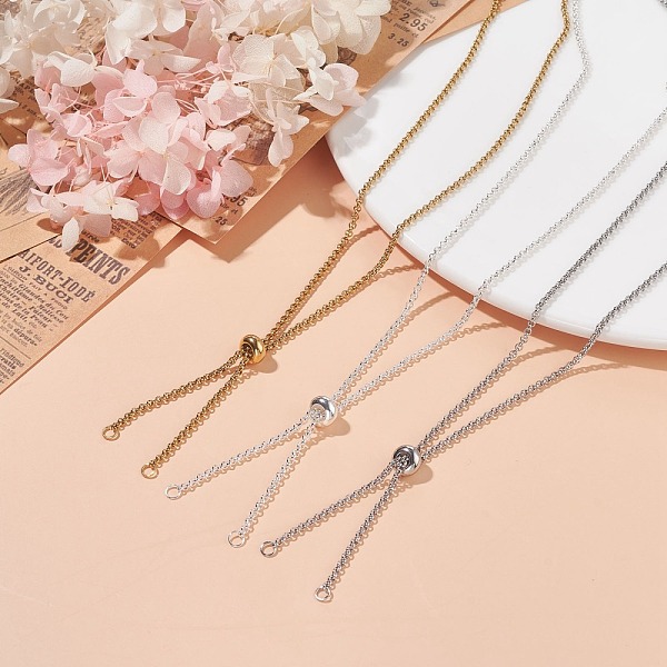 

PandaHall 304 Stainless Steel Box Chains, for Slider Necalace Making, with 304 Stainless Steel Jump Rings, 202 Stainless Steel Beads and...