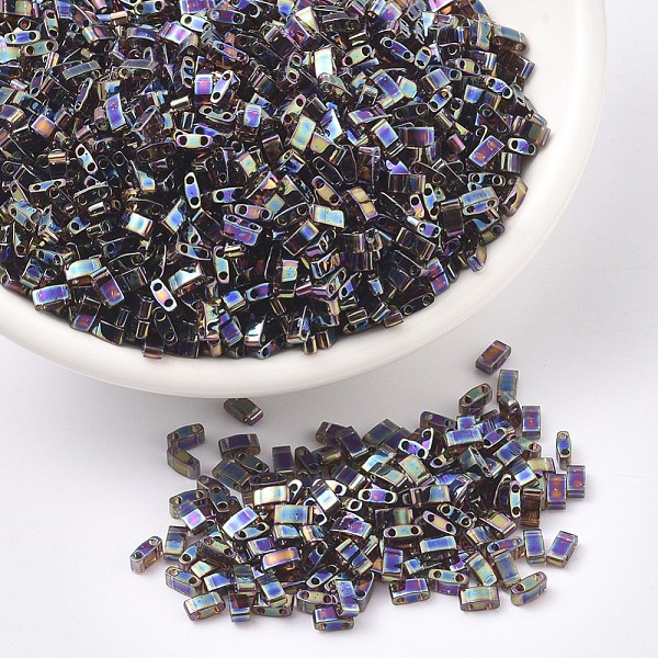 

PandaHall MIYUKI Half TILA Beads, Japanese Seed Beads, 2 Hole, (HTL296) Transparent Root Beer AB, 5x2.3x1.9mm, Hole: 0.8mm, about..., Purple
