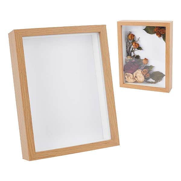 

PandaHall Wood with Paper Dried Flower Photo Frame, Hollow Three-Dimensional, Plant Specimen Decorative Picture Frame, Rectangle, BurlyWood..., Orange
