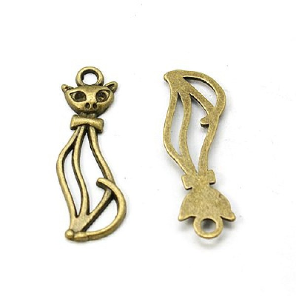 

PandaHall Tibetan Style Alloy Kitten Pendants, Hollow, Cat Shape, Antique Bronze, Lead Free and Cadmium Free, 34x12x2mm, Hole: 3mm Alloy Cat...