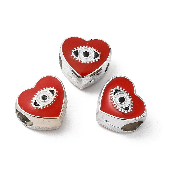 

PandaHall CCB Plastic European Beads, Large Hole Beads, Heart with Evil Eyes, Red, 11x11.5x8mm, Hole: 5mm Plastic Heart Red