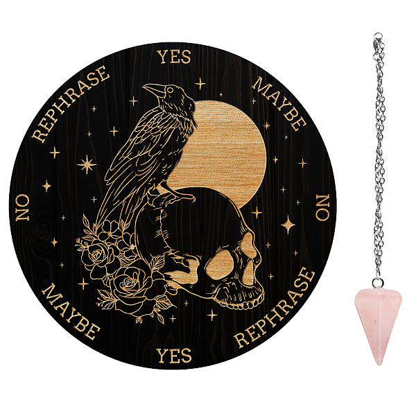 

PandaHall AHADEMAKER 1Pc Custom PVC Plastic Pendulum Board, 1Pc 304 Stainless Steel Cable Chain Necklaces, 1Pc Natural Rose Quartz Stone...