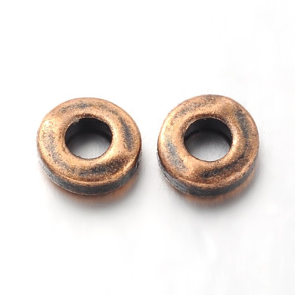 

PandaHall Tibetan Style Alloy Beads, Lead Free and Cadmium Free and Nickel Free, Donut, Red Copper, 6x2mm, Hole: 2.5mm. Alloy Donut