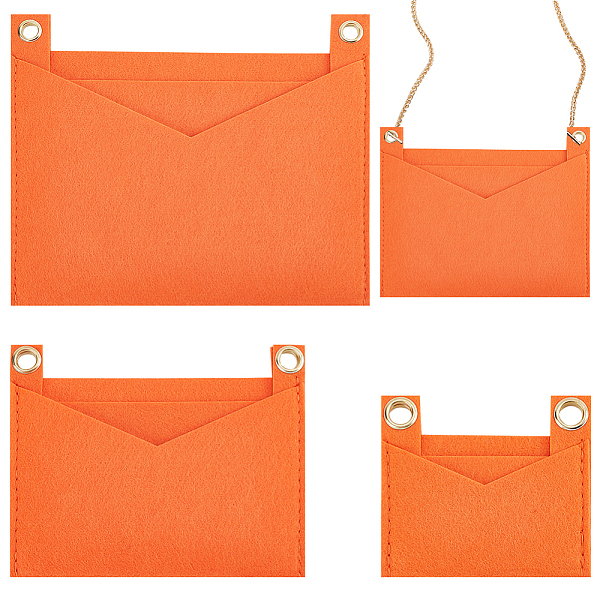 PandaHall WADORN 3Pcs 3 Style Felt Bags Organizer Insert, Mini Envelope Handbag Shaper Premium Felt, with Iron Grommets, Orange...
