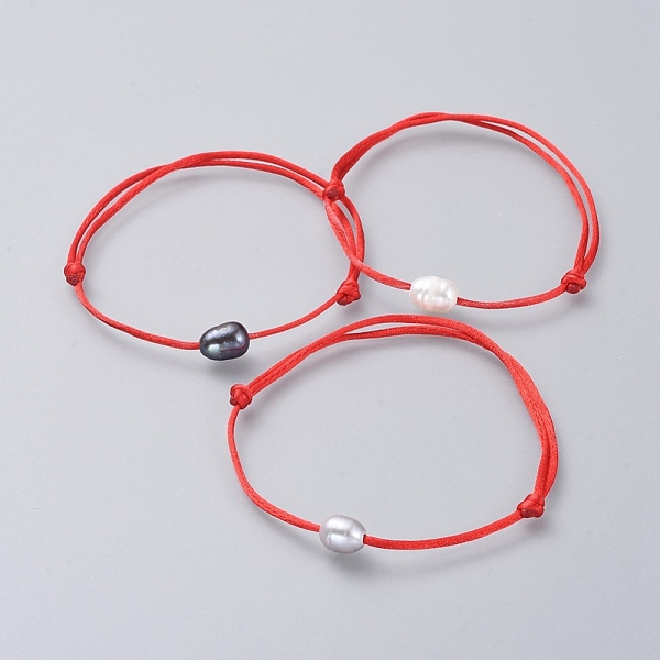 

PandaHall Nylon Thread Bracelets, with Natural Pearl Beads, Red, 1-3/4 inch~3-1/2 inch(4.5~9cm) Pearl Red