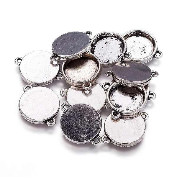 

PandaHall Tibetan Style Alloy Cabochon Connector Settings, Cadmium Free & Nickel Free & Lead Free, Flat Round, Antique Silver, Tray: 15mm...
