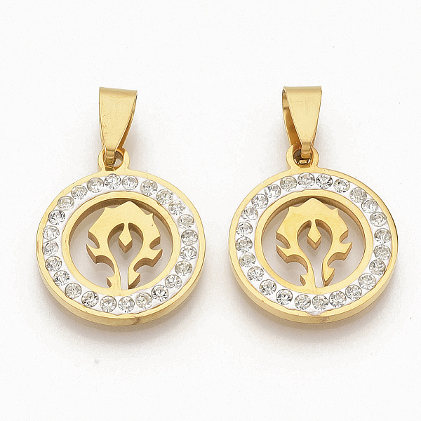 

PandaHall 201 Stainless Steel Pendants, Tribal Flame Pendants, with Random Size Snap On Bails and Polymer Clay Crystal Rhinestones, Flat..., Clear