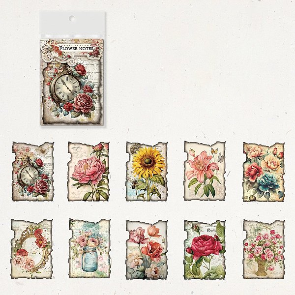 

PandaHall 20 Sheets 10 Styles Vintage Scrapbook Paper Pads, Decorative Background Paper, for DIY Scrapbooking, Flower, 140x100mm, 2..., Multicolor
