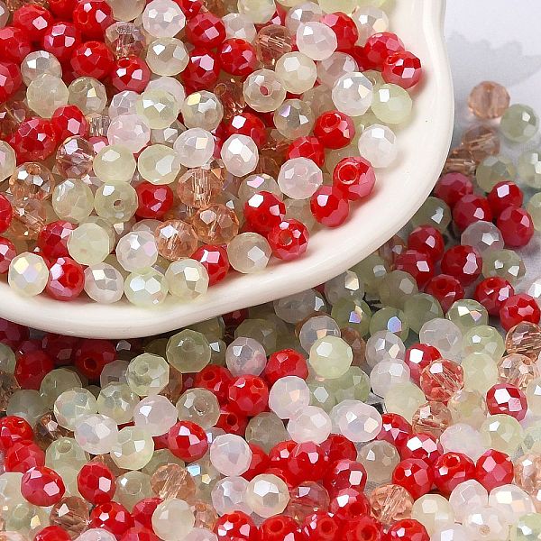 

PandaHall Glass Beads, Faceted, Rondelle, Red, 4x3mm, Hole: 0.4mm, about 6800pcs/500g Glass Rondelle Red