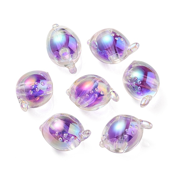 

PandaHall UV Plating Rainbow Iridescent Acrylic Beads, Two Tone Bead in Bead, Fish, Medium Purple, 15x17x15mm, Hole: 3.5mm Acrylic Fish