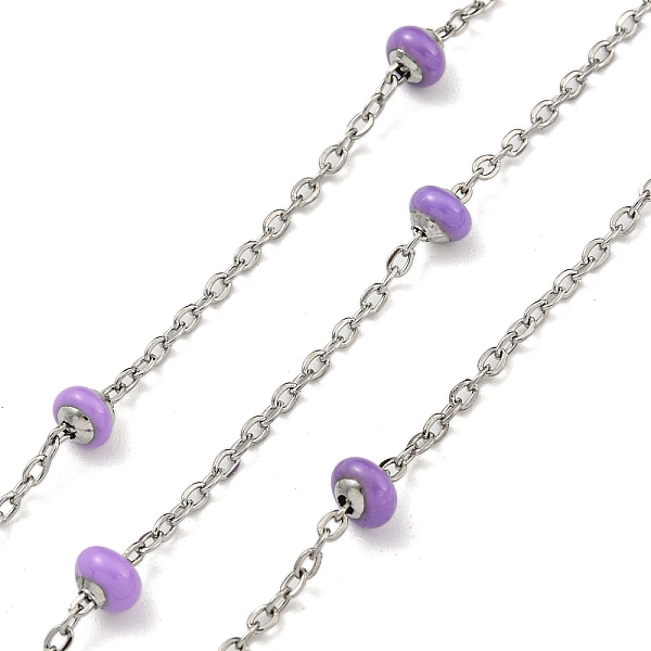 

PandaHall 304 Stainless Steel Enamel Link Chains, Soldered, with Spool, Flat Round, Lilac, 2x1.5x0.5mm 304 Stainless Steel Purple