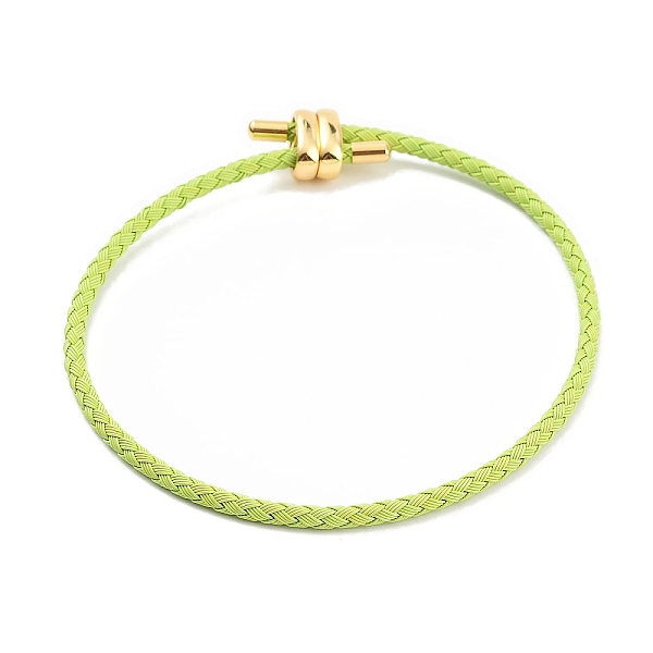 

PandaHall Braided Steel Wire Bracelets Making, with Golden Tone Brass Beads, Green Yellow, Inner Diameter: 3-1/8 inch(8cm) Steel
