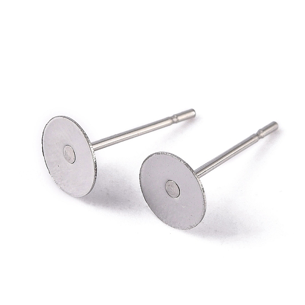

PandaHall 304 Stainless Steel Flat Round Blank Peg Stud Earring Findings, Earring Cabochon Setting Post Cup, Stainless Steel Color, 12x6mm...