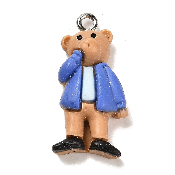 

PandaHall Opaque Resin Pendants, Cartoon Charms with Platinum Tone Iron Loops, Bear, 27x13x8mm, Hole: 2mm Iron+Resin Bear