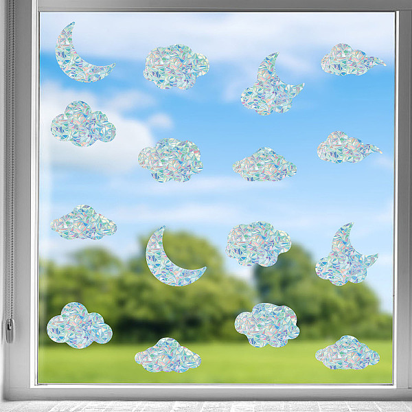 

PandaHall GORGECRAFT 16Pcs Cloud and Star Window Clings Moon Window Decal Anti-Collision Window Decals Rainbow Window Clings Suncatcher...