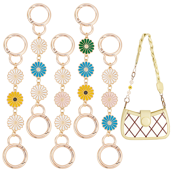 

PandaHall WADORN 5Pcs 5 Colors Sunflower Alloy Enamel Link Purse Strap Extenders, with Spring Gate Rings, Mixed Color, 15.2cm, 1pc/color..., Multicolor