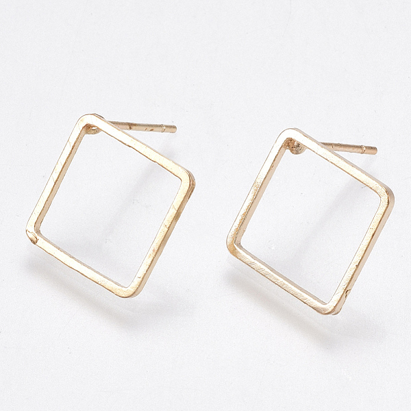 

PandaHall Brass Stud Earring Findings, with Iron Pin, Nickel Free, Rhombus, Light Gold, 12x12mm, Pin: 0.8mm Brass Rhombus