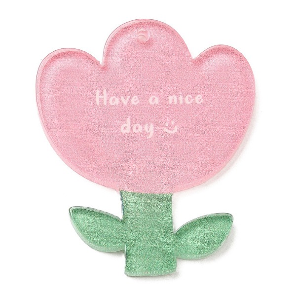 

PandaHall Acrylic Pendants, Flower, Pink, 39.5x31x2mm, Hole: 1.5mm Acrylic Flower Pink