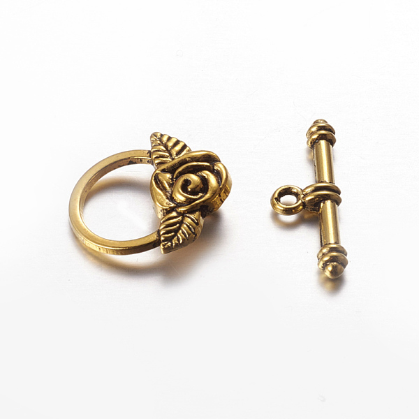 

PandaHall Tibetan Style Toggle Clasps, Lead Free and Cadmium Free, Antique Golden, Flower: 18x19mm, Bar: 4x24mm, Hole: 2mm Alloy Flower