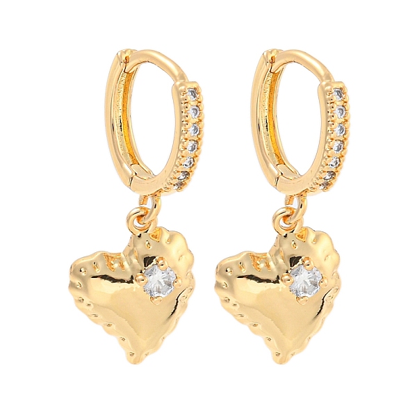 

PandaHall Heart Brass Micro Pave Clear Cubic Zirconia Huggie Hoop Dangle Earrings for Women, Real 18K Gold Plated, 25.5x5mm Cubic Zirconia...