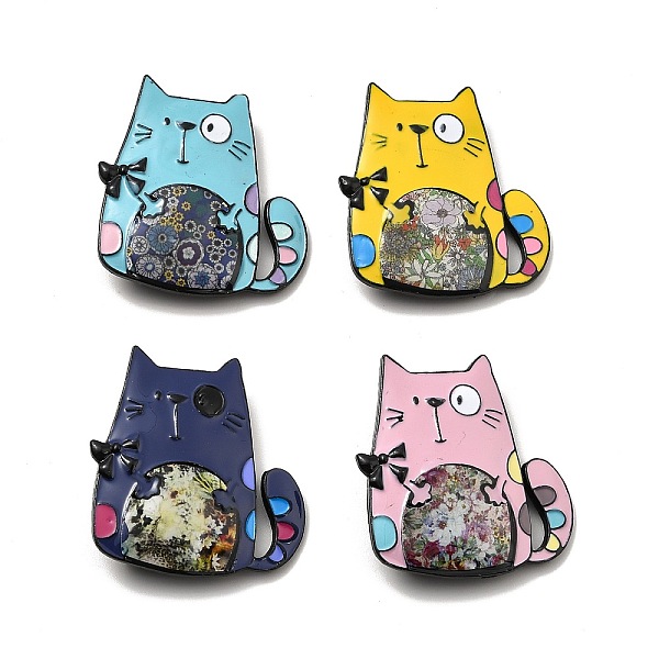 

PandaHall Alloy Enamel Brooches, Cadmium Free & Lead Free, Cat, Mixed Color, 44x41.5x2.5mm, Pin: 0.7mm Alloy+Enamel Multicolor