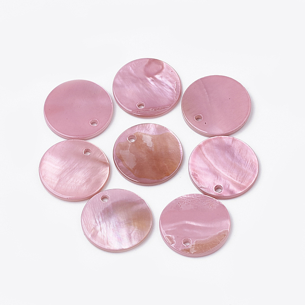 

PandaHall Freshwater Shell Pendants, Dyed, Flat Round, Flamingo, 16x1.5~2mm, Hole: 1.4mm Freshwater Shell Flat Round Pink