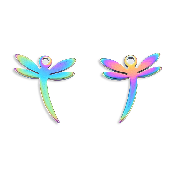 

PandaHall Ion Plating(IP) 201 Stainless Steel Charms, Dragonfly, Rainbow Color, 12.5x11x1mm, Hole: 1.5mm 201 Stainless Steel Dragonfly