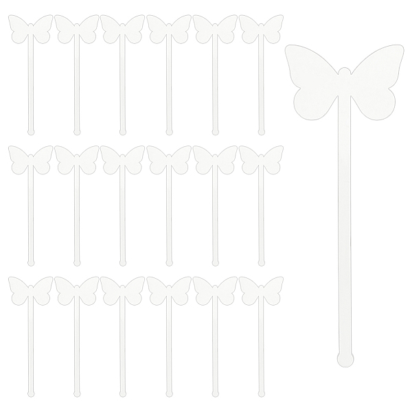 

PandaHall 24Pcs Transparent Acrylic Stirring Rods, Butterfly, 152x54.5x3mm Acrylic Butterfly Clear