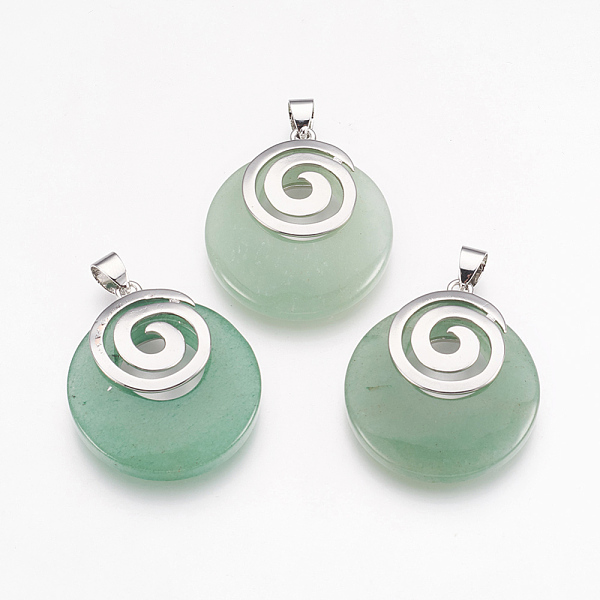 

PandaHall Natural Green Aventurine Pendants, with Platinum Tone Brass Findings, Flat Round, 32x28x6mm, Hole: 4x5mm Green Aventurine Flat...