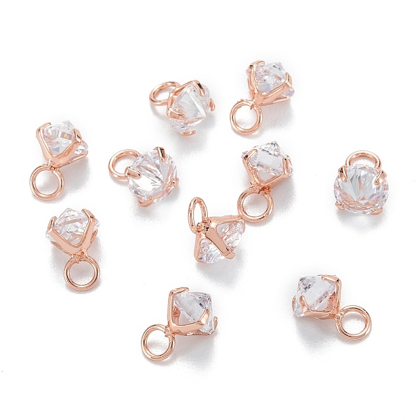 

PandaHall Brass Clear Cubic Zirconia Charms, Long-Lasting Plated, Diamond, Rose Gold, 7.5x5.5x5.5mm, Hole: 2mm Brass+Cubic Zirconia Diamond...