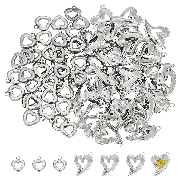 

PandaHall Unicraftale 80Pcs 2 Style 304 Stainless Steel Enamel Settings, Heart Pendants , Stainless Steel Color, 12.5x11x1.5mm, hole: 2mm...
