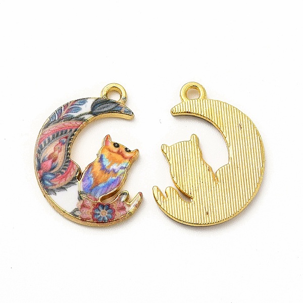 

PandaHall Alloy Printed Pendants, Cadmium Free & Nickel Free & Lead Free, Moon With Owl, Colorful, 20.5x16x1.5mm, Hole: 1.5mm Alloy Moon