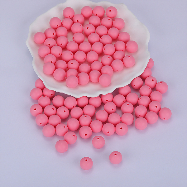 

PandaHall Round Silicone Focal Beads, Chewing Beads For Teethers, DIY Nursing Necklaces Making, Hot Pink, 15mm, Hole: 2mm Silicone Round