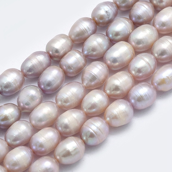 

PandaHall Natural Cultured Freshwater Pearl Beads Strands, Rice, Dark Orchid, 8~13x7mm, Hole: 0.8mm, about 42pcs/strand, 14 inch(35.5cm)...