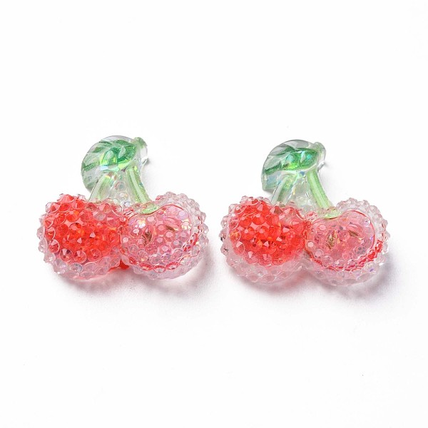 

PandaHall Transparent Epoxy Resin Cabochons, with Paillette, Cherry, Red, 20x22x8mm Epoxy Resin Cherry Red