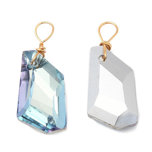

PandaHall Glass Pendants, with Light Gold Brass Loops, Faceted, Twist Rhombus Charms, Pale Turquoise, 24x10x10mm, Hole: 3.8~4.5x3~3.5mm...