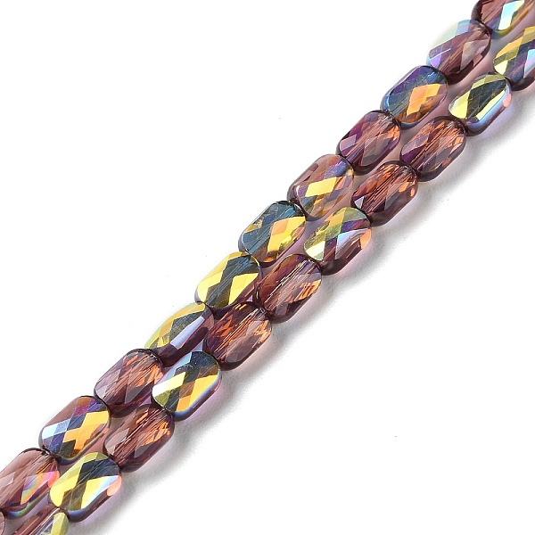 

PandaHall Transparent Electroplate Glass Beads Strands, AB Color, Faceted Rectangle, Brown, 7x4.5x3.5mm, Hole: 1.2mm, about 77~71pcs/strand...