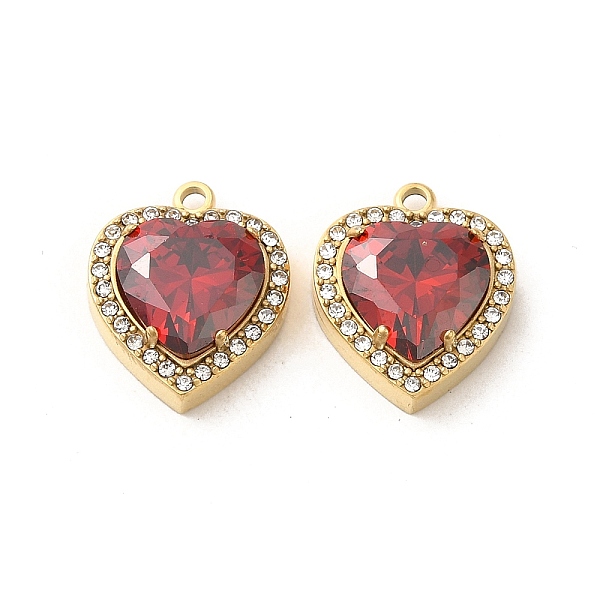 

PandaHall 304 Stainless Steel Pendants, with Glass and Rhinestone, Heart Charms, Red, 16x14x5.7mm, Hole: 1.4mm Stainless Steel+Rhinestone...