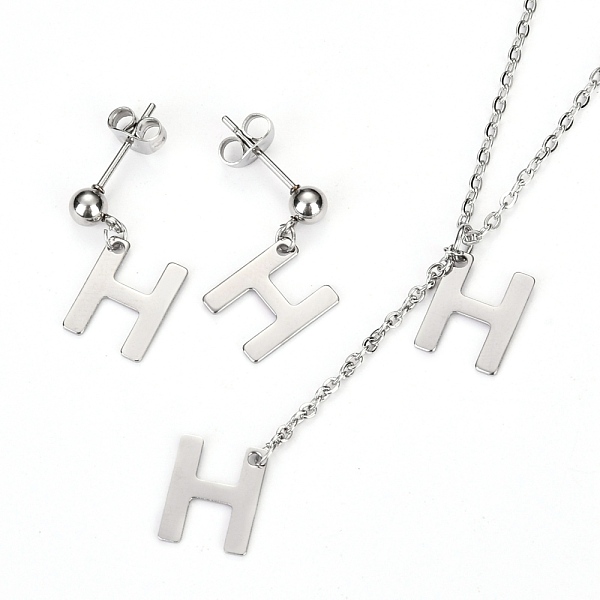 

PandaHall 304 Stainless Steel Jewelry Sets, Cable Chains Pendant Necklaces and Stud Earrings, with Lobster Claw Clasps and Ear Nuts...