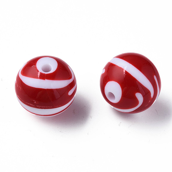 

PandaHall Opaque Striped Acrylic Beads, Round, FireBrick, 24mm, Hole: 4mm hole: 4mm, about 55pcs/500g. Acrylic Round Red