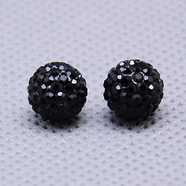 

PandaHall Czech Glass Rhinestones Beads, Polymer Clay Inside, Half Drilled Round Beads, 280_Jet, PP8(1.4~1.5mm), 6mm, Hole: 1mm Polymer..., Black