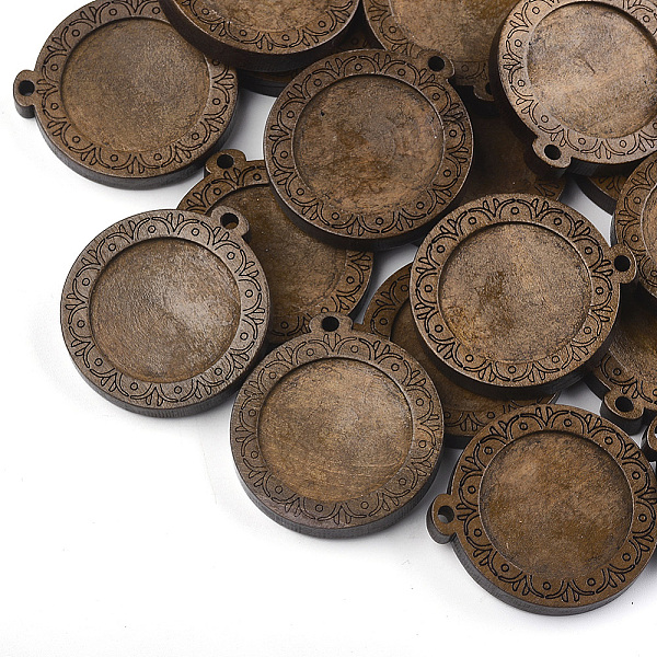 

PandaHall Wooden Pendant Cabochon Settings, Pendant Base, Flat Round, Camel, Tray: 30mm, 44x40.5x5.5mm, Hole: 2.5mm Wood Flat Round Brown