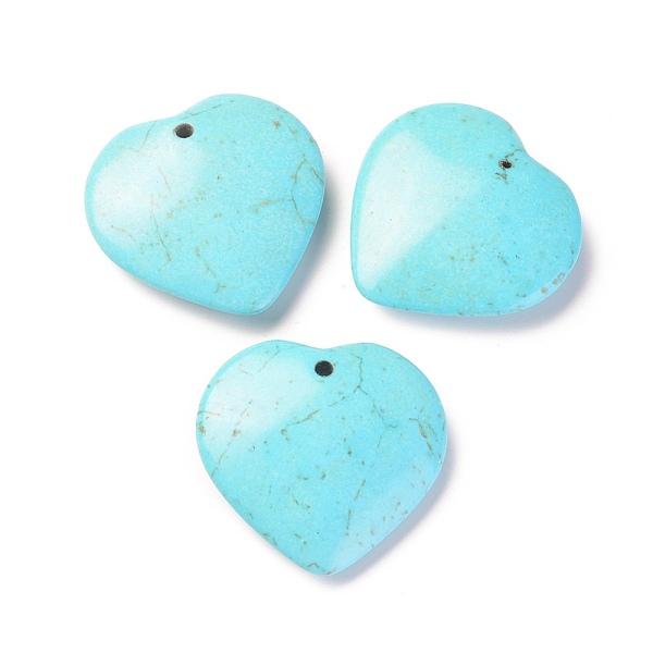 

PandaHall Synthetic Turquoise Pendants, Dyed, Heart, Sky Blue, 40x40x11mm, Hole: 3mm Synthetic Turquoise Heart Blue