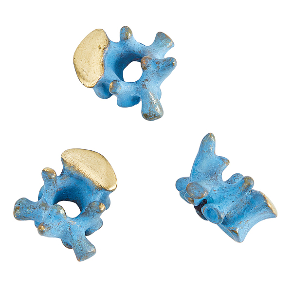 

PandaHall SUPERFINDINGS 3Pcs Brass Vertebra Lanyard Beads Vintage Steel Blue Large Hole Beads Cord Antique Tool Bead European Spine Bead...