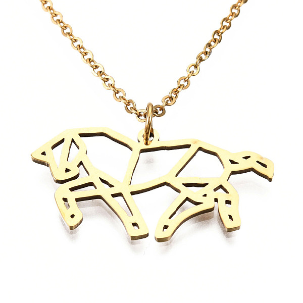 

PandaHall 201 Stainless Steel Pendant Necklaces, with Cable Chains, Horse, Golden, 17.5 inch~17.9 inch(44.5~45.5cm), 1.5mm, Horse: 17x30x1mm...