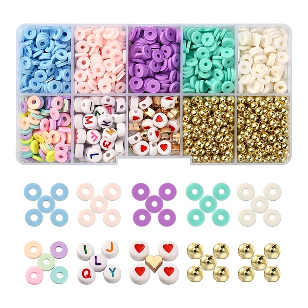 

PandaHall DIY Heishi Bracelet Making Kit, Including Disc/Flat Round Polymer Clay Beads, Acrylic & ABS Plastic & CCB Plastic Beads, Elastic..., Multicolor
