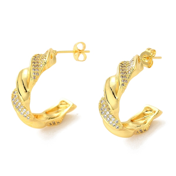 

PandaHall Brass Micro Pave Clear Cubic Zirconia Stud Earrings for Women, Spiral Letter C, Real 16K Gold Plated, 24.5x6mm Brass Letter C...